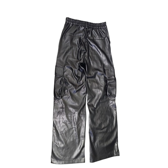 Imperial Faux Leather Cargo Pants Wide Leg Streetwear Black Size S‎ - Picture 6 of 8